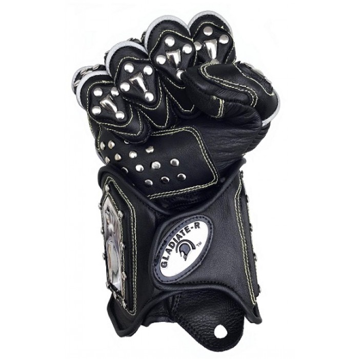 Stainless Steel Gauntlet Leather Gloves